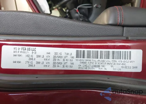 2018 Dodge Durango R/T Awd из США, поврежденный, VIN 1C4SDJCT1JC486388